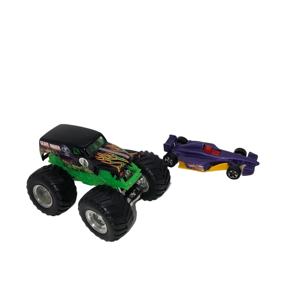 HOT WHEELS 2009 Grave Digger Monster Jam Toy Vehicle PARTS & Purple Race Car